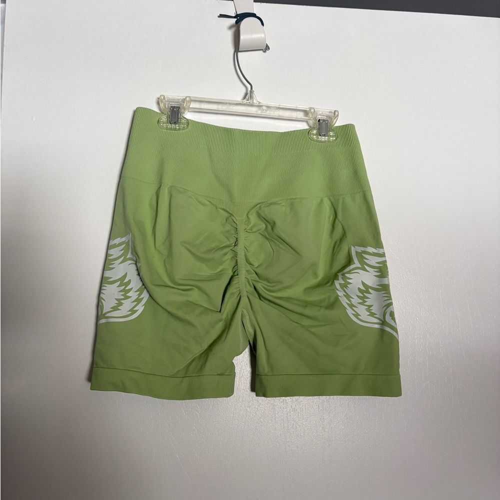 Darc Sport Lime Green Women's Bike Shorts with White Graphic